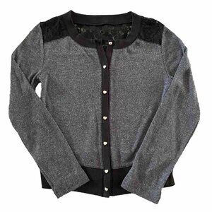 Princess Vera Wang Cardigan Sweater Girls Size Medium Black Gray Lace‎ Button Up
